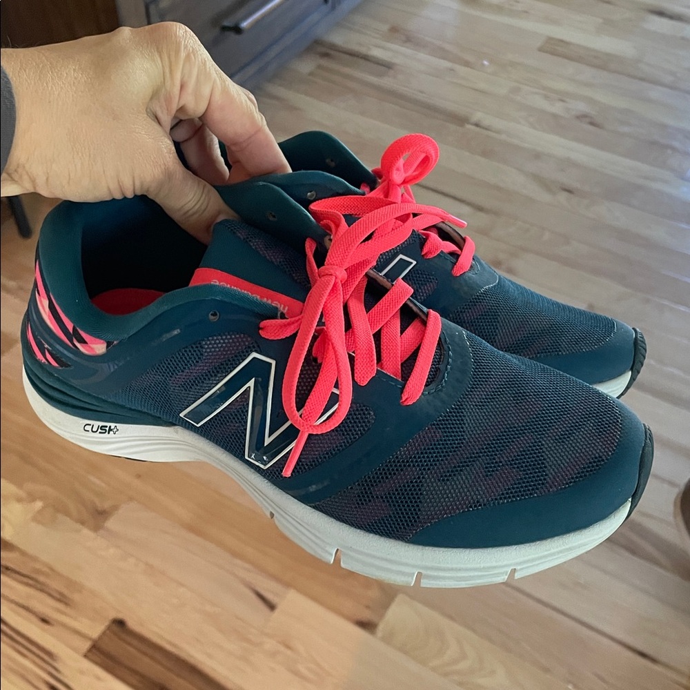 New Balance Dark Teal and Neon Pink Sneakers